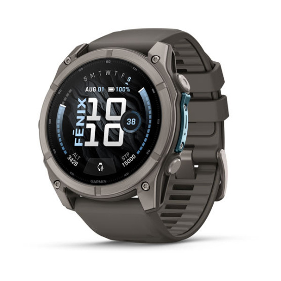 Смарт-годинник Garmin Fenix 9 51 мм AMOLED Титановий з галечно-сірим силіконовим ремінцем