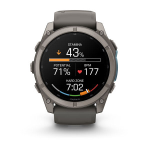 Смарт-годинник Garmin Fenix 9 51 мм AMOLED Титановий з галечно-сірим силіконовим ремінцем
