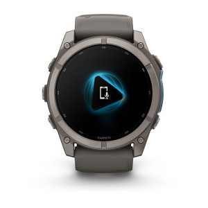 Смарт-годинник Garmin Fenix 9 51 мм AMOLED Титановий з галечно-сірим силіконовим ремінцем