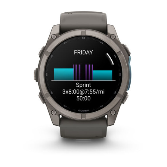 Смарт-годинник Garmin Fenix 9 51 мм AMOLED Титановий з галечно-сірим силіконовим ремінцем Смарт-годинник Garmin Fenix 9 51 мм AMOLED Титановий з галечно-сірим силіконовим ремінцем