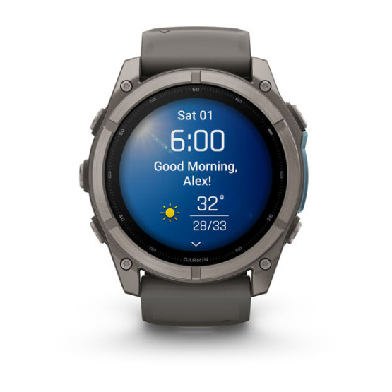 Смарт-годинник Garmin Fenix 9 51 мм AMOLED Титановий з галечно-сірим силіконовим ремінцем Смарт-годинник Garmin Fenix 9 51 мм AMOLED Титановий з галечно-сірим силіконовим ремінцем