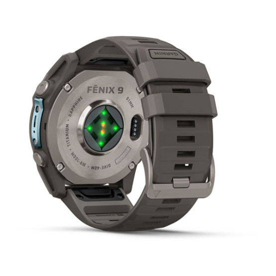 Смарт-годинник Garmin Fenix 9 51 мм AMOLED Титановий з галечно-сірим силіконовим ремінцем Смарт-годинник Garmin Fenix 9 51 мм AMOLED Титановий з галечно-сірим силіконовим ремінцем