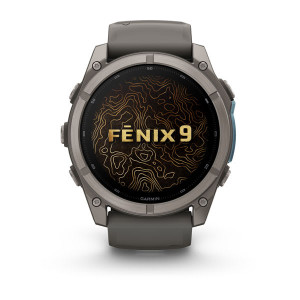 Смарт-годинник Garmin Fenix 9 51 мм AMOLED Титановий з галечно-сірим силіконовим ремінцем
