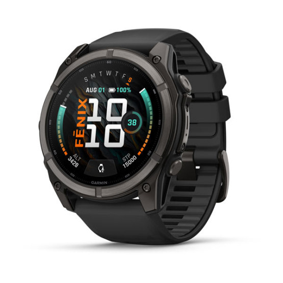 Смарт-годинник Garmin Fenix 9 51 мм AMOLED Карбоново-сірий DLC титан з чорним силіконовим ремінцем