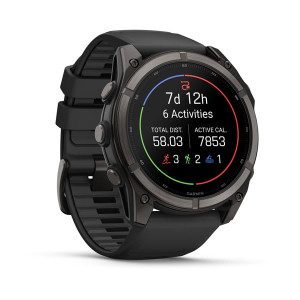 Смарт-годинник Garmin Fenix 9 51 мм AMOLED Карбоново-сірий DLC титан з чорним силіконовим ремінцем