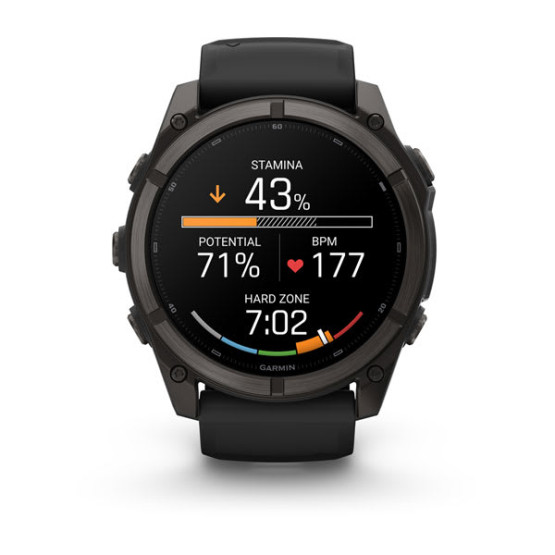 Смарт-годинник Garmin Fenix 9 51 мм AMOLED Карбоново-сірий DLC титан з чорним силіконовим ремінцем
