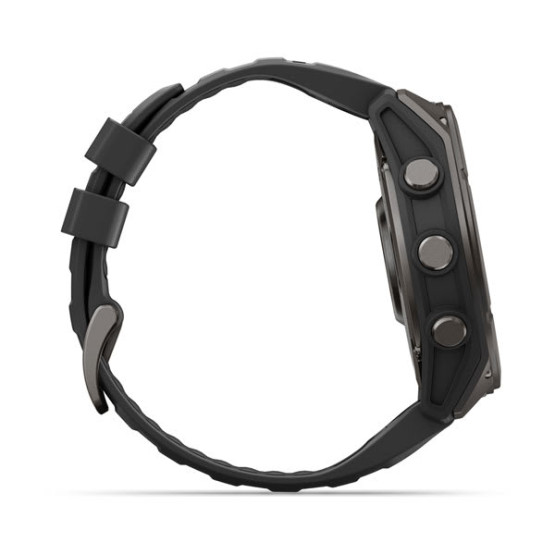 Смарт-годинник Garmin Fenix 9 51 мм AMOLED Карбоново-сірий DLC титан з чорним силіконовим ремінцем