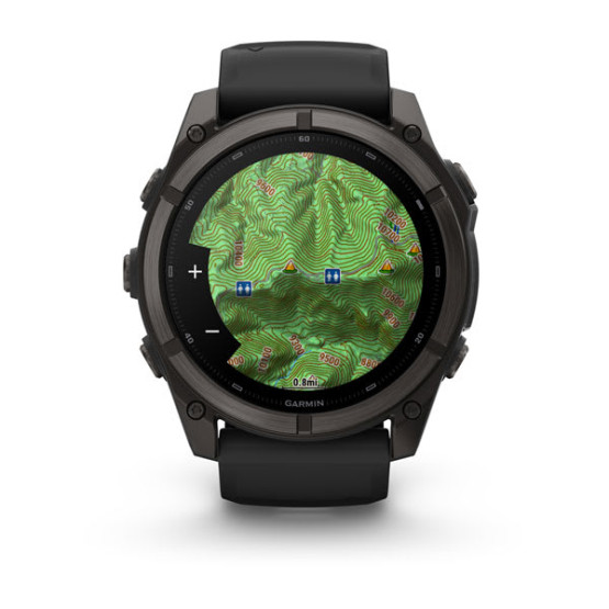 Смарт-годинник Garmin Fenix 9 51 мм AMOLED Карбоново-сірий DLC титан з чорним силіконовим ремінцем