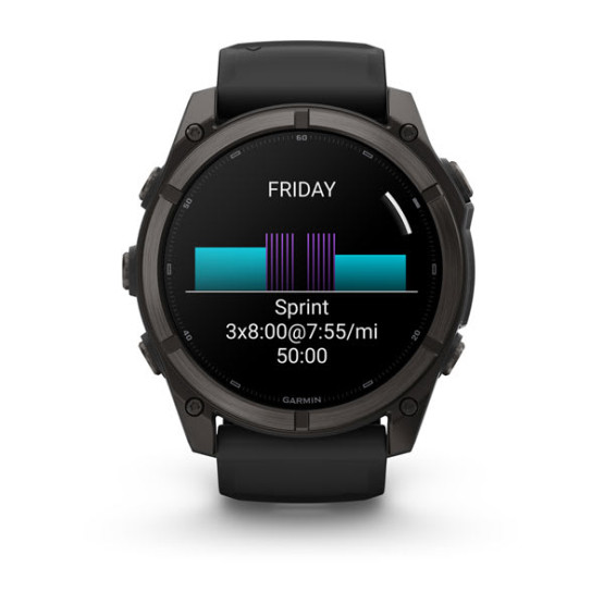 Смарт-годинник Garmin Fenix 9 51 мм AMOLED Карбоново-сірий DLC титан з чорним силіконовим ремінцем