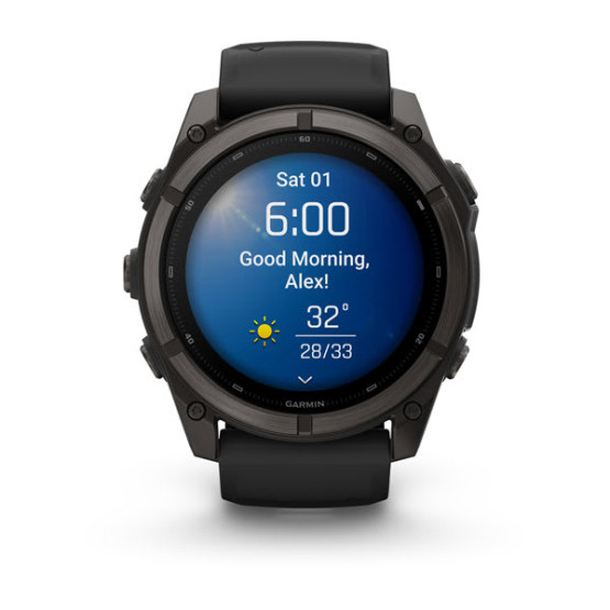 Смарт-годинник Garmin Fenix 9 51 мм AMOLED Карбоново-сірий DLC титан з чорним силіконовим ремінцем