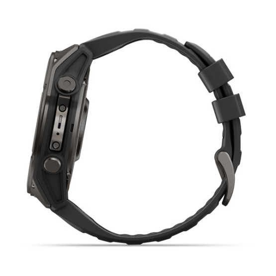 Смарт-годинник Garmin Fenix 9 51 мм AMOLED Карбоново-сірий DLC титан з чорним силіконовим ремінцем