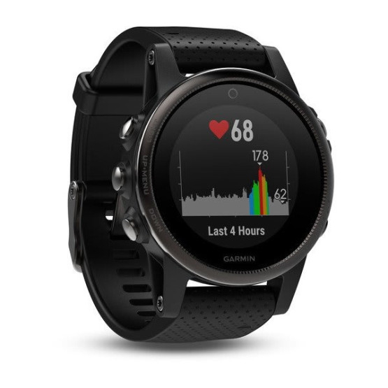 Смарт-годинник Garmin fenix 5S Sapphire, чорний безель із чорним ремінцем Смарт-годинник Garmin fenix 5S Sapphire, чорний безель із чорним ремінцем