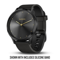 Гибридные часы Garmin vivomove HR Premium, черный оникс с коричневым замшевым ремешком
