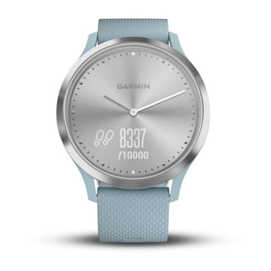 Гібридний годинник Garmin vivomove HR Sport, сріблястий із силіконовим ремінцем Sea Foam