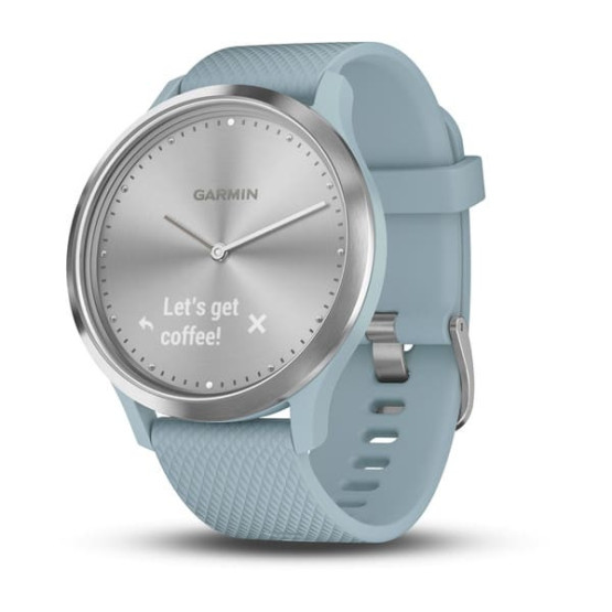 Гібридний годинник Garmin vivomove HR Sport, сріблястий із силіконовим ремінцем Sea Foam