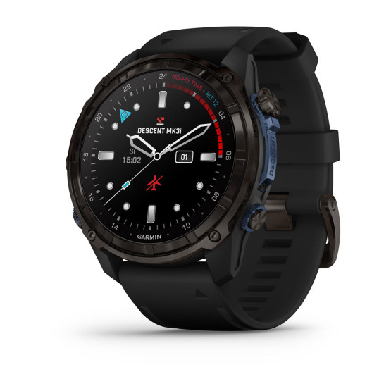 Дайв-комп'ютер Garmin Descent Mk3i 51 мм, сірий карбон DLC титан із чорним ремінцем