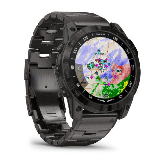 Авіаційний смарт-годинник Garmin D2 Mach 1 Pro, 51 мм, сапфір, сірий карбон DLC із титановим ремінцем