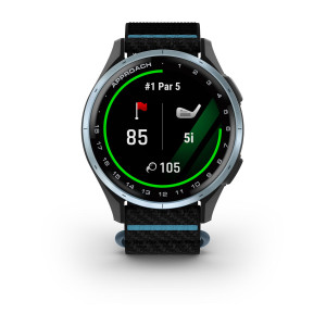 Гольф-годинник Garmin Approach J1, безель Cloud Blue із тканинним ремінцем ComfortFit Black/Azure