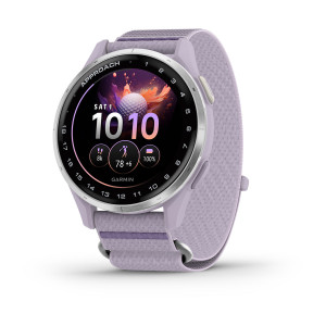 Гольф-годинник Garmin Approach J1, срібний безель із тканинним ремінцем ComfortFit Lilac