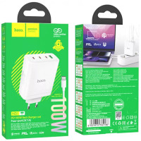 Зарядний пристрій Hoco N31 100w GaN PD 3xUSB-C/USB-A ports fast charger + USB-C to USB-C cable white