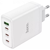 Зарядний пристрій Hoco N31 100w GaN PD 3xUSB-C/USB-A ports fast charger + USB-C to USB-C cable white