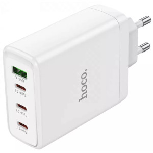 Зарядний пристрій Hoco N31 100w GaN PD 3xUSB-C/USB-A ports fast charger + USB-C to USB-C cable white