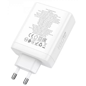 Зарядний пристрій Hoco N31 100w GaN PD 3xUSB-C/USB-A ports fast charger + USB-C to USB-C cable white