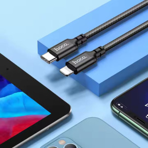 Кабель USB Hoco X14 Black Double Speed PD 20W Type-C to Lightning 1m
