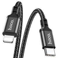 Кабель USB Hoco X14 Black Double Speed PD 20W Type-C to Lightning 2m