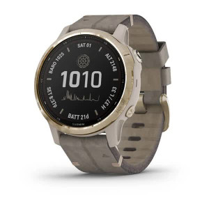 Годинник Garmin Fenix 6S Pro Solar Edition Light gold with shale grey suede band