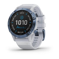 Годинник Garmin Fenix 6 Pro Solar Edition Mineral Blue Titanium with Whitestone Band