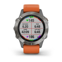 Годинник Garmin Fenix 6 Sapphire Titanium with Ember Orange Band