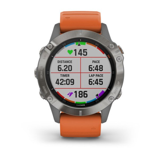 Годинник Garmin Fenix 6 Sapphire Titanium with Ember Orange Band