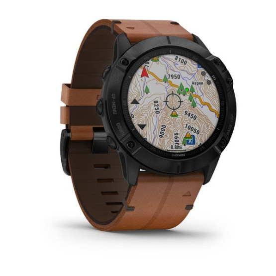 Годинник Garmin Fenix 6X Sapphire Black DLC with Chestnut Leather Band