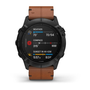 Годинник Garmin Fenix 6X Sapphire Black DLC with Chestnut Leather Band
