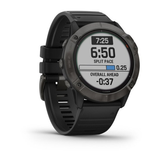 Годинник Garmin Fenix 6X Pro Solar Titanium Carbon Gray DLC with Black Band