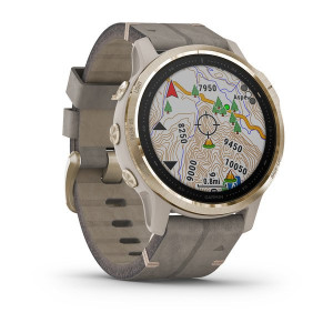 Годинник Garmin Fenix 6S Sapphire Light Gold-tone with Shale Gray Leather Band