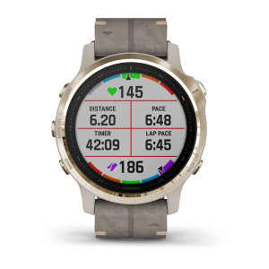 Годинник Garmin Fenix 6S Sapphire Light Gold-tone with Shale Gray Leather Band