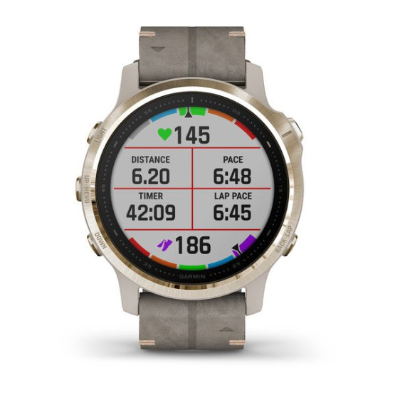 Годинник Garmin Fenix 6S Sapphire Light Gold-tone with Shale Gray Leather Band