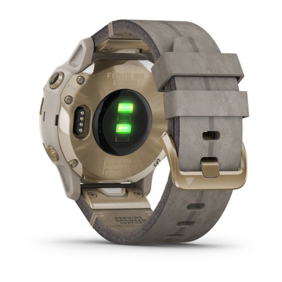 Годинник Garmin Fenix 6S Sapphire Light Gold-tone with Shale Gray Leather Band