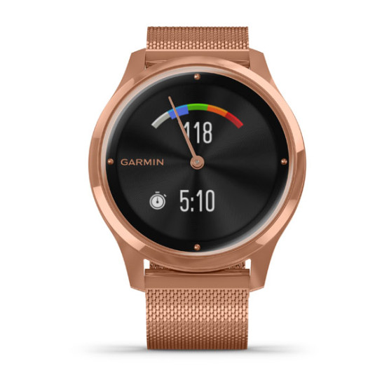 Годинник Garmin vivomove Luxe Rose Gold-Black Milanese