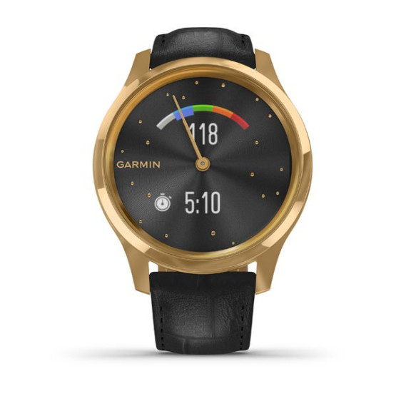 Garmin vivomove Luxe Pure Gold-Black Leather