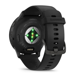 Смарт-годинник Garmin Venu 3 з сланцевим сталевим безелем та силіконовим ремінцем чорного кольору