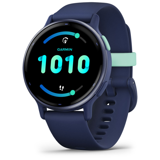 Garmin Vivoactive 5 Metallic Navy Aluminum Bezel with Navy Case and Silicone Band