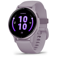 Смарт-годинник Garmin Vivoactive 5 з сланцевим алюмінієвим безелем кольору металік орхідея з фіолетовим корпусом та силіконовим ремінцем