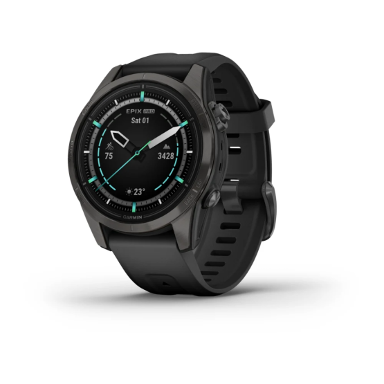 Смарт-годинник Garmin epix Pro (Gen 2) – Sapphire Edition | 42 мм Carbon Gray DLC Titanium with Black Band