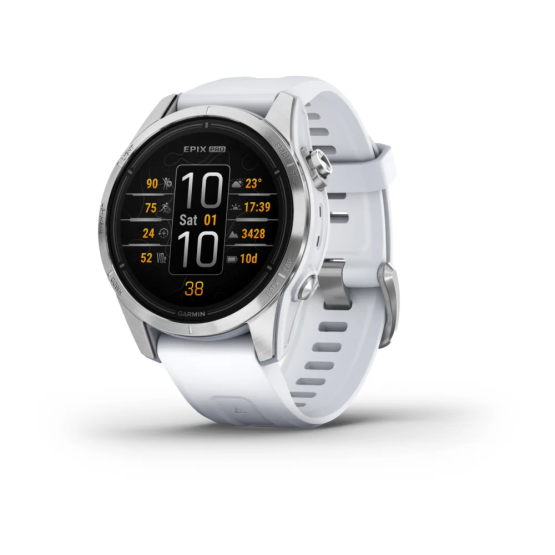 Смарт-годинник Garmin epix Pro (Gen 2) – Standard Edition | 42 mm Silver with Whitestone Band