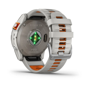 Смарт-годинник Garmin Fenix 7X Pro Sapphire Solar Edition титановий з сірим та помаранчевим силіконовим ремінцем