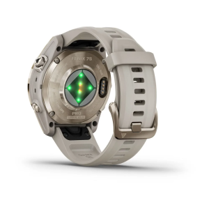 Смарт-годинник Garmin Fenix 7S Pro Sapphire Solar Edition корпус золотавий з бежевим силіконовим ремінцем