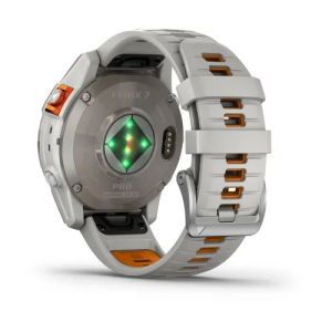 Смарт-годинник Fenix 7 Pro Sapphire Solar Edition корпус титановий з силіконовим ремінцем сірого та помаранчевого кольору